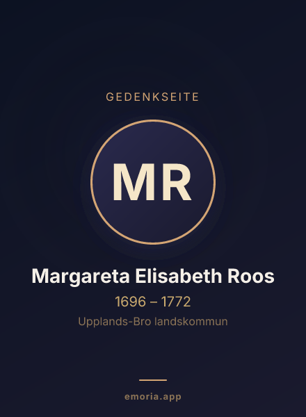 Gedenkportrait von Margareta Elisabeth Roos