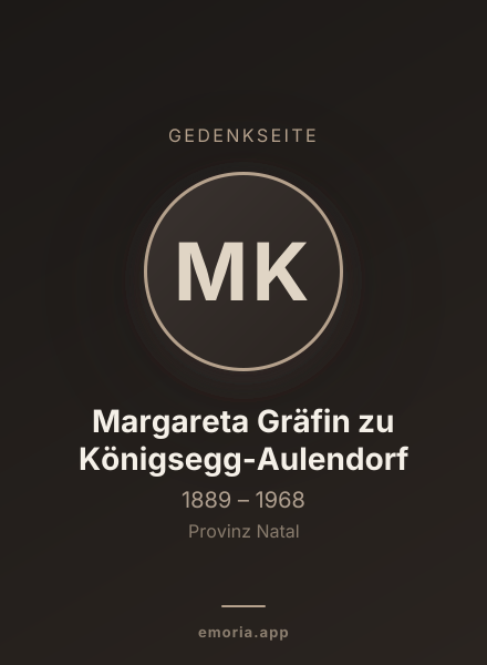 Gedenkportrait von Margareta Gräfin zu Königsegg-Aulendorf