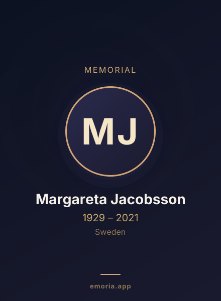 Memorial portrait of Margareta Jacobsson