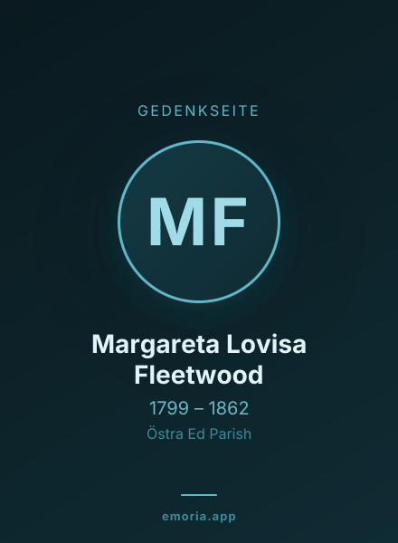Gedenkportrait von Margareta Lovisa Fleetwood