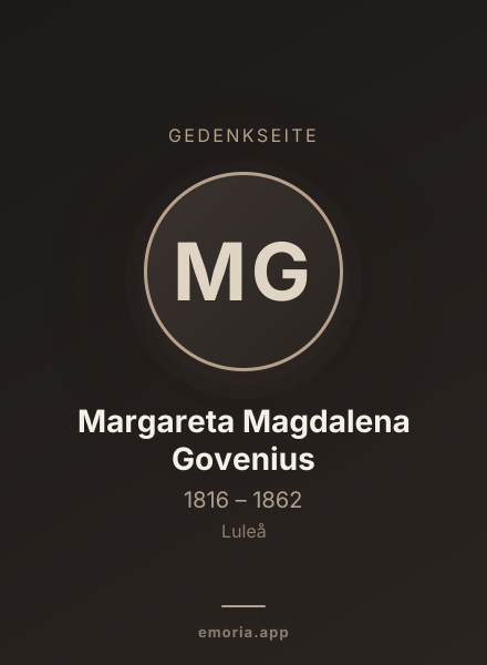 Gedenkportrait von Margareta Magdalena Govenius