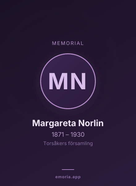 Memorial portrait of Margareta Norlin
