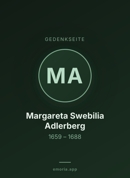 Gedenkportrait von Margareta Swebilia Adlerberg