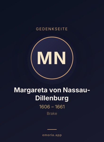 Gedenkportrait von Margareta von Nassau-Dillenburg