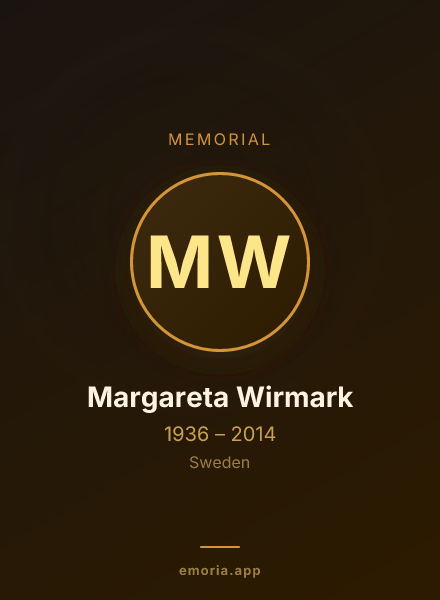 Memorial portrait of Margareta Wirmark