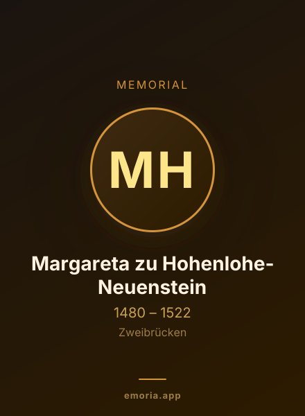 Memorial portrait of Margareta zu Hohenlohe-Neuenstein
