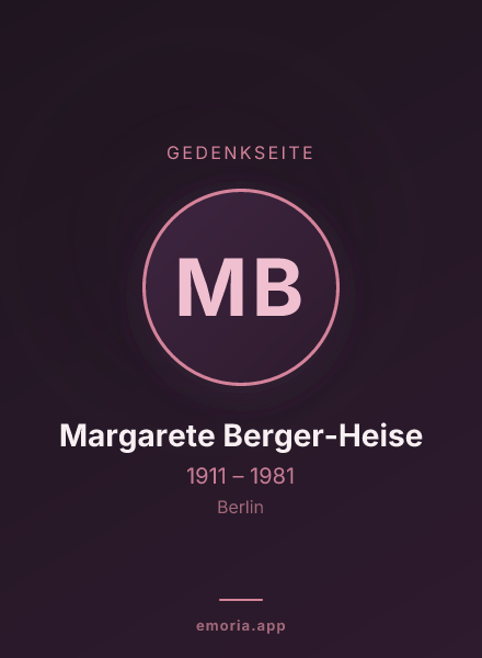 Gedenkportrait von Margarete Berger-Heise
