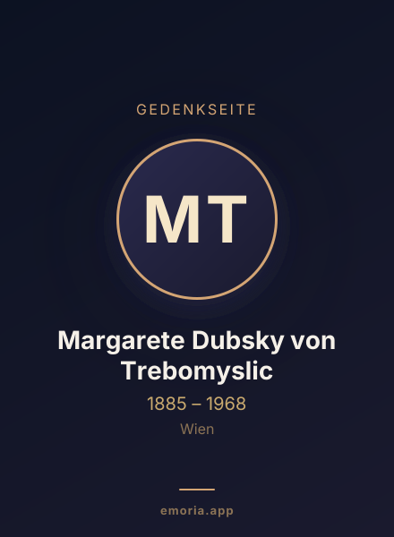 Gedenkportrait von Margarete Dubsky von Trebomyslic