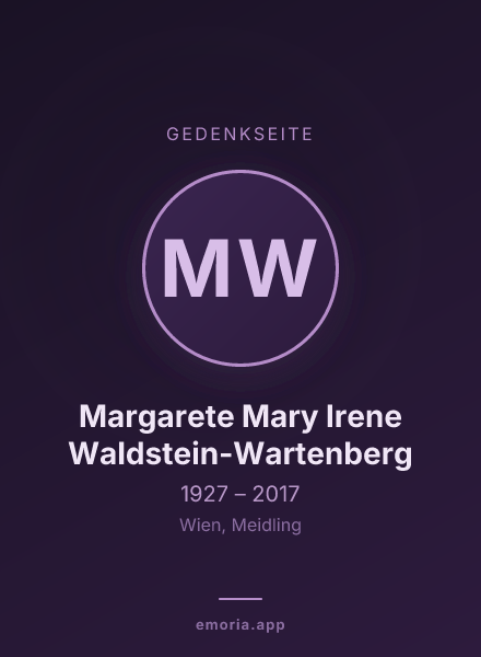 Gedenkportrait von Margarete Mary Irene Waldstein-Wartenberg