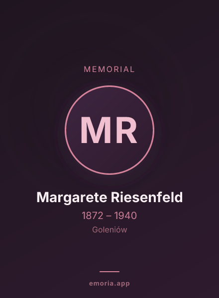 Memorial portrait of Margarete Riesenfeld
