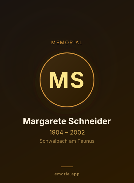 Memorial portrait of Margarete Schneider