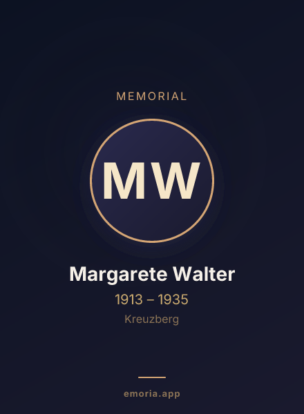 Memorial portrait of Margarete Walter