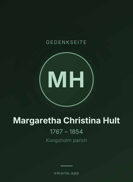 Gedenkportrait von Margaretha Christina Hult