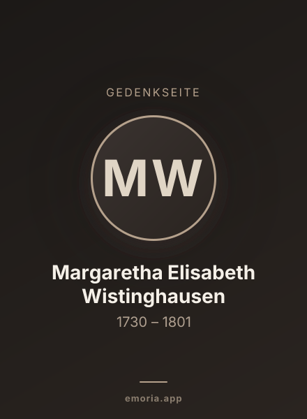 Gedenkportrait von Margaretha Elisabeth Wistinghausen