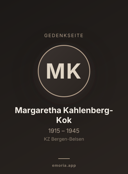 Gedenkportrait von Margaretha Kahlenberg-Kok