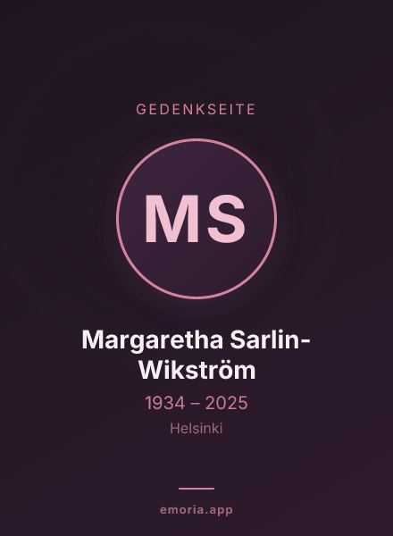 Gedenkportrait von Margaretha Sarlin-Wikström