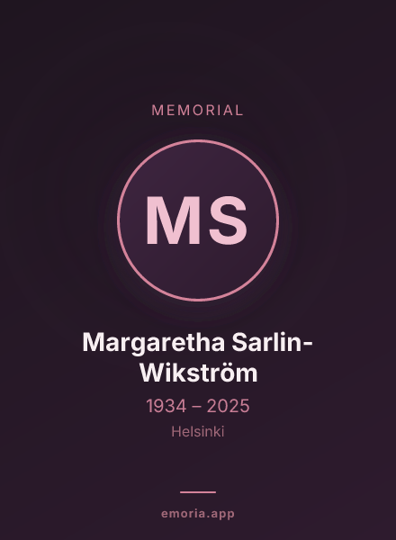 Memorial portrait of Margaretha Sarlin-Wikström