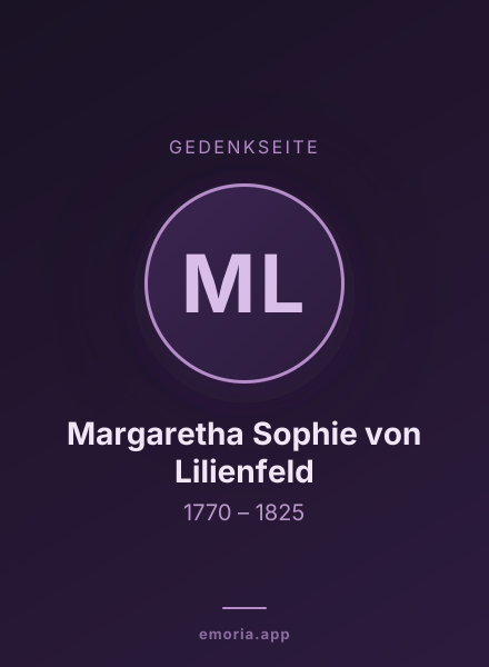 Gedenkportrait von Margaretha Sophie  von Lilienfeld