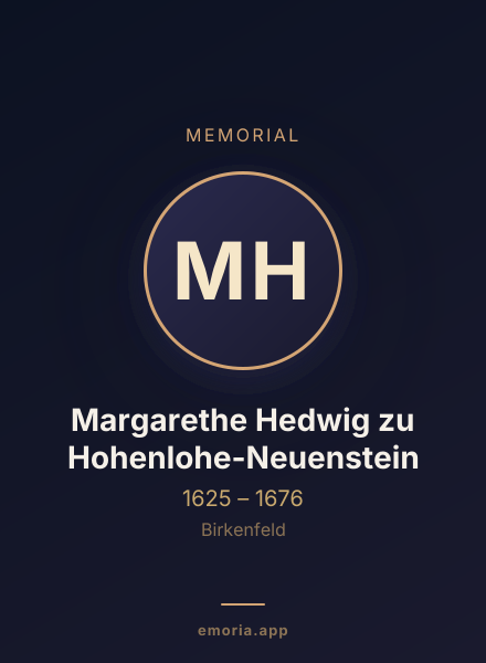 Memorial portrait of Margarethe Hedwig zu Hohenlohe-Neuenstein