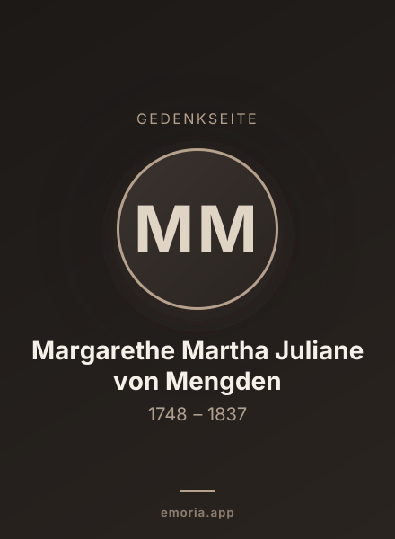 Gedenkportrait von Margarethe Martha Juliane von Mengden