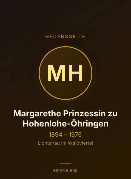 Gedenkportrait von Margarethe Prinzessin zu Hohenlohe-Öhringen
