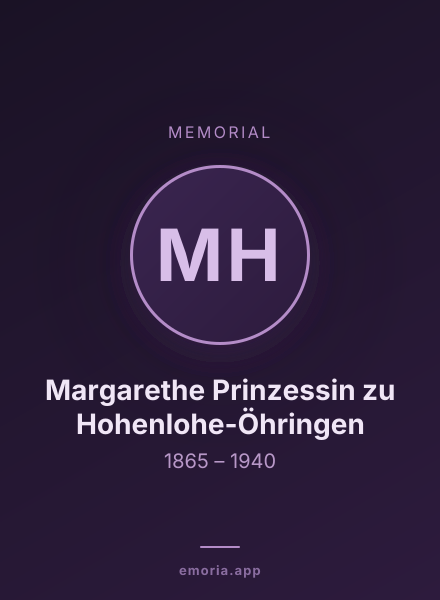 Memorial portrait of Margarethe Prinzessin zu Hohenlohe-Öhringen