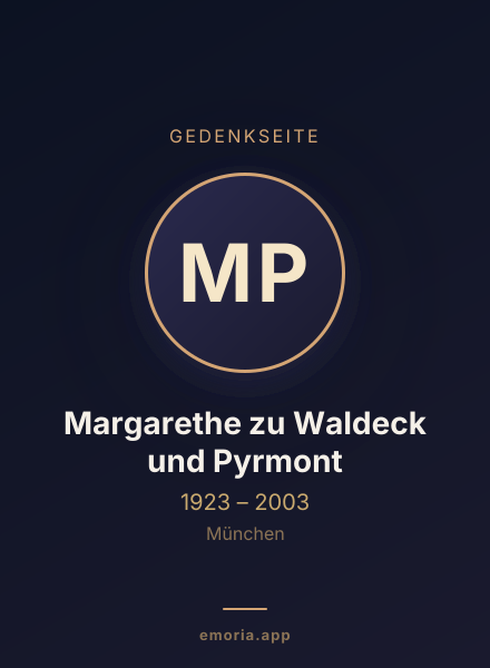 Gedenkportrait von Margarethe zu Waldeck und Pyrmont