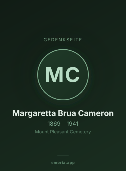 Gedenkportrait von Margaretta Brua Cameron
