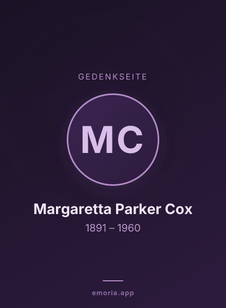 Gedenkportrait von Margaretta Parker Cox