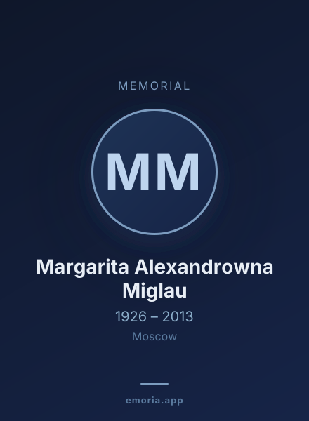 Memorial portrait of Margarita Alexandrowna Miglau