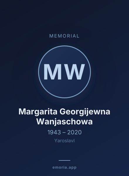 Memorial portrait of Margarita Georgijewna Wanjaschowa