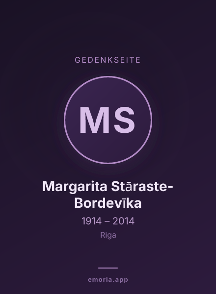 Gedenkportrait von Margarita Stāraste-Bordevīka