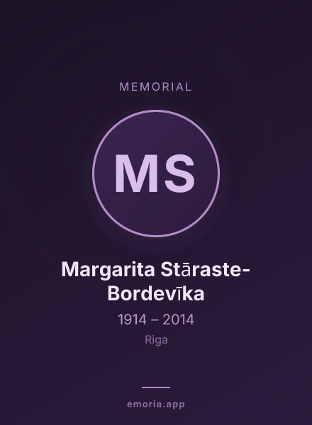 Memorial portrait of Margarita Stāraste-Bordevīka