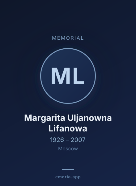 Memorial portrait of Margarita Uljanowna Lifanowa
