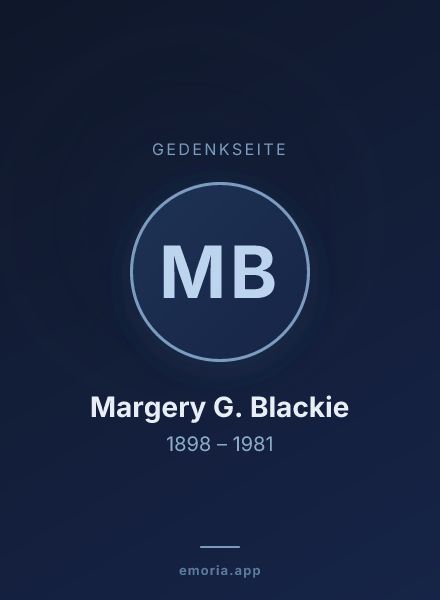 Gedenkportrait von Margery G. Blackie