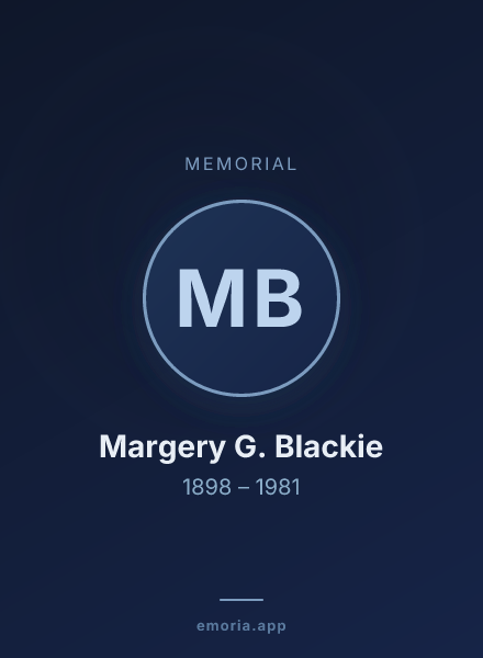 Memorial portrait of Margery G. Blackie