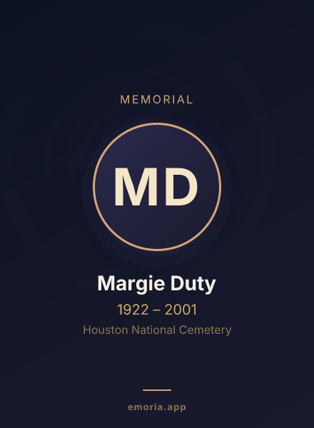 Memorial portrait of Margie Duty