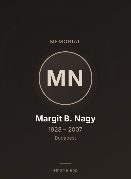 Memorial portrait of Margit B. Nagy