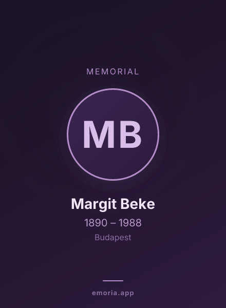 Memorial portrait of Margit Beke