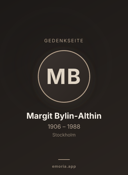Gedenkportrait von Margit Bylin-Althin