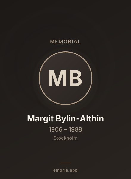 Memorial portrait of Margit Bylin-Althin