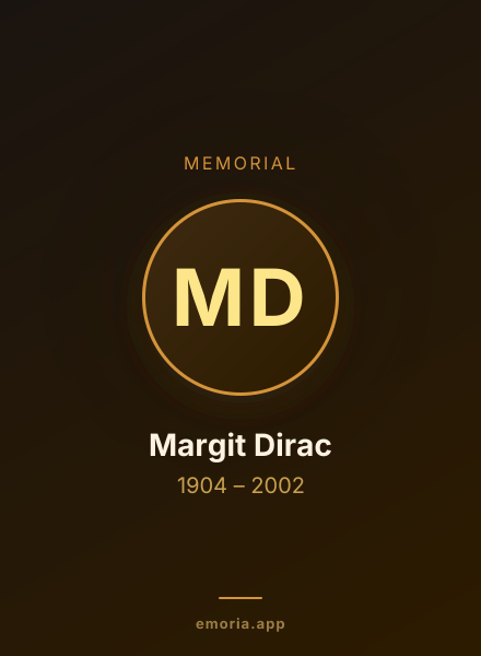 Memorial portrait of Margit Dirac