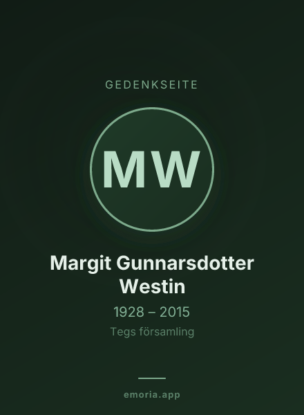 Gedenkportrait von Margit Gunnarsdotter Westin