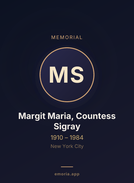 Memorial portrait of Margit Maria, Countess Sigray