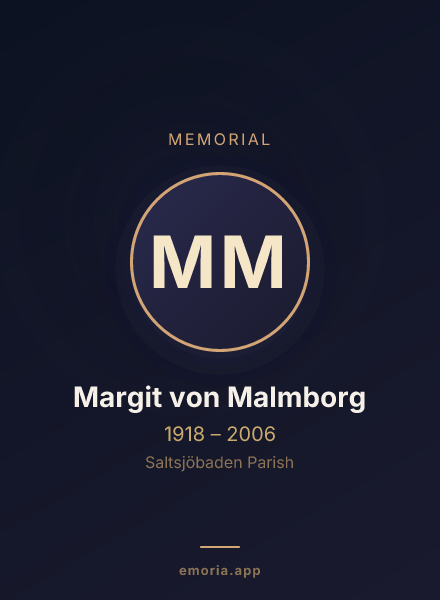 Memorial portrait of Margit von Malmborg