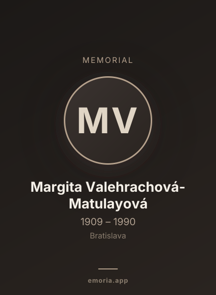 Memorial portrait of Margita Valehrachová-Matulayová
