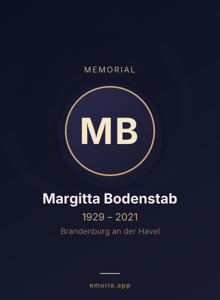 Memorial portrait of Margitta Bodenstab
