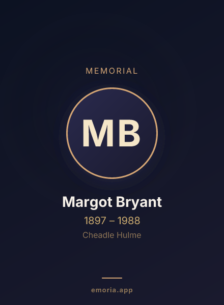 Memorial portrait of Margot Bryant