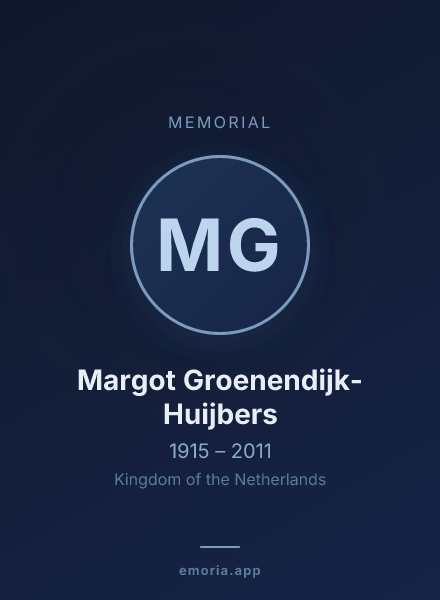Memorial portrait of Margot Groenendijk-Huijbers