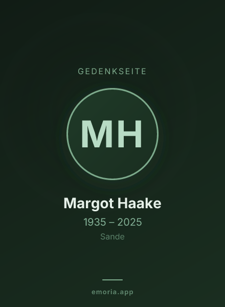 Gedenkportrait von Margot Haake